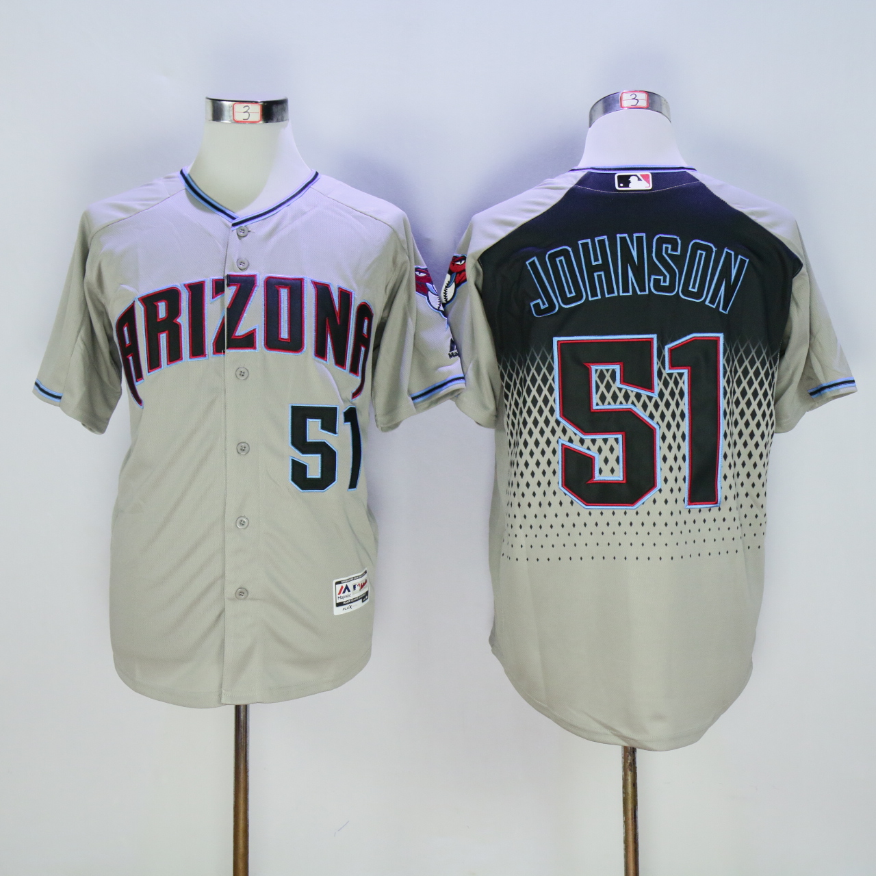 Men Arizona Diamondback #51 Johnson Grey MLB Jerseys